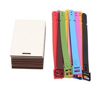 Baxnore 12pcs Tagages vierges à double face étiquettes de bagages de valise de bricolage à double face avec des sangles pour voyager léger matériau plastique MDF durable 9,6x6cm