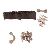 Baxnore 24PCS Sacs de Calendrier de l' de Noël Pochettes Cadeaux Réutilisables à Cordon avec Étiquettes Chiffrées pour Compte à Rebours de Vacances Matériau en Lin Naturel 14x9.5cm (Grise)