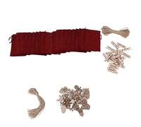 Baxnore 24PCS Sacs de Calendrier de l' de Noël Pochettes Cadeaux Réutilisables à Cordon avec Étiquettes Chiffrées pour Compte à Rebours de Vacances Matériau en Lin Naturel 14x9.5cm (Bourgogne)
