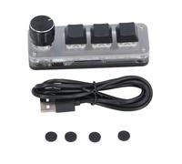 Baxnore 3 Key 1 Knob Mini Mechanical Keypad, Clavier RVB personnalisé avec Interrupteur Rouge à l'épreuve de la poussière, C Macro Pad programmable câblé pour l'édition de Bureau de Jeu