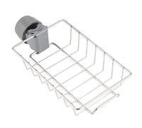 Baxnore 304 Organisateur d'évier en acier inoxydable, porte-drain montée en robinet avec crochets ABS, étagère de rangement de cuisine à plusieurs usages pour ustensiles d'éponges,