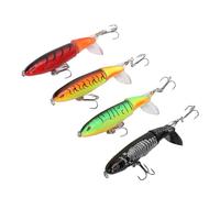 Baxnore 4 PCS Crayon Leurres Flottants Hélice Tracteur de Surface d'eau Appât de Pêche Réaliste 13g pour la Pêche à la Truite de Basse d'eau Douce Matériau ABS Noir Blanc Rouge Ver