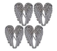 Baxnore 4pcs Pin de broche d'ange ange, épingles à revers en alliage Zn Fe, femmes hommes manodent des badges pour les fêtes. (Noir)