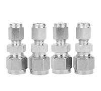 Baxnore 4Pcs Stainless Steel Compression Tube Fitting Double Ferrule Adapter High Pressure Leak Proof Quick Connect Coupling for Water Air Oil Pipe Reducer Connector 304 SS (F4/F8)