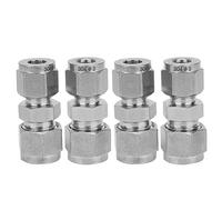 Baxnore 4Pcs Stainless Steel Compression Tube Fitting Double Ferrule Adapter High Pressure Leak Proof Quick Connect Coupling for Water Air Oil Pipe Reducer Connector 304 SS (F8/F10)