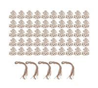 Baxnore 50 pièces tranches de bois d'ange inachevées bricolage artisanat découpes en bois décorations d'ornement de Noël avec corde de chanvre naturel pour fête de vacances maison