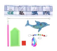 Baxnore 5d Diamond Painting Pendant Diy Crystal Dolphin Wind Chime Rhingestone Art Craft Kit For HomeCor Gift Making Acrylic Resin Drill Material Taille 20x6x14cm