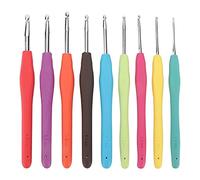 Baxnore 9pcs Crochet ergonomique Crochet Set Gandin Soft Handle Aluminium Kitles Kit avec des tailles de 2 mm à 6 mm pour les mains arthritiques pour les crocheters et les tricot