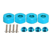Baxnore Adaptateur de moyeu de roue de combinaison hexagonale 4 pièces accessoires en alliage d'aluminium de qualité supérieure pour camions RC WPL D12 à l'échelle 1/10 avec vis et (Bleu B)