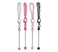 Baxnore Barre de porte-clés perle 12,5 cm Keadchains en métal coloré avec fermoir à homard pour clés sac à main sacs à main 4 pack ensemble de x en fer durable