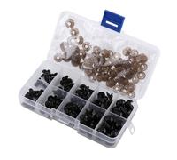 Baxnore Black Plastic Safety Eyes for Dolls Puppets Crafts 100pcs tailles assorties 6 mm 8 mm 9 mm 10 mm 12 mm Eyes jouet résine de haute qualité avec joints s pour les animaux en