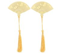 Baxnore Bookmarks en laiton Fan pliant style chinois antique littérature métal littérature art x conception élégante pour les amateurs de livres enseignants élèves 2pcs set 5.9x8.6