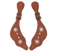 Baxnore Bottes à Fleurs en Strass Style Western Vintage, Longueur réglable, équipement d'équitation fabriqué à la Main pour Cavaliers, Cuir PU, métal, 10,8 Pouces (Brun)