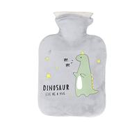 Baxnore Bouillotte Dinosaure Dessin Animé Épaissie Anti-Fuite 500ml Sac d'eau Chaude Chaude pour Soulager Les Douleurs Musculaires et Matériau en PVC Souple (Gris)