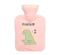 Baxnore Bouillotte Dinosaure Dessin Animé Épaissie Anti-Fuite 500ml Sac d'eau Chaude Chaude pour Soulager Les Douleurs Musculaires et Matériau en PVC Souple (Rose)