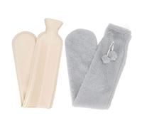 Baxnore Bouteille d'eau chaude en caoutchouc avec couvercle moelleux doux, relief de la taille de la chaleur durable, épreuve du corps plus réchauffée pour les mains du lit confort (Gris)