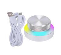 Baxnore Bouton de commande personnalisé avec lumière RVB 2,4 G BT USB C Page de connexion tournant le bouton de volume multimédia pour alliage d'aluminium argenté de 2,2 pouces de