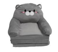 Baxnore Canapé Chaise en Peluche Chat Mignon Pliable, Coussin de siège au Sol, accoudoir, canapé-lit pour Faire la Sieste, Jouer, Dormir, Lire, Gris (3 Niveaux)