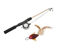 Baxnore Canne à pêche télescopique à poulie Interactive Flexible et réaliste, bâton Amusant, pour Jeu d'intérieur, Morsure en Coton (Poisson Rouge + Canne à pêche)
