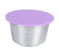 Baxnore Capsules de café réutilisables en acier inoxydable, dosettes rechargeables pour Machines, durables, faciles à nettoyer, pour la maison et le bureau, capacité de 40ml, 4 cou (Violette)