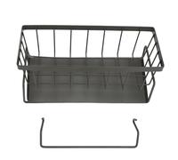 Baxnore Carbon Steel Singe Sponge Sponge, Diviseurs réglables avec canne suspendue, panier de vidange multifonctionnel pour éponges Broshes Savon, cuisine de la salle de bain Caddy (grey)