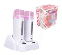 Baxnore Chauffe-cire professionnel à double machine, appareil de chauffage épilatoire portable pour épilation des jambes, aisselles, zone du bikini, matériau ABS, 2 pots de cire in