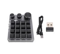 Baxnore Clavier mécanique 16 Touches Interrupteur Rouge 3 Modes BT 2,4 G Filaire macropad Personnalisable avec 3 Boutons Clavier de Raccourci LED programmable pour Ordinateur de bu (Noire)