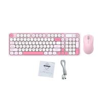 Baxnore Clavier Rechargeable et Combo Double Mode 2,4 G + BT 98 Touches, Conception Ergonomique, Batterie 400 mAh pour Bureau, Ordinateur Portable, matériau ABS. (Rose)