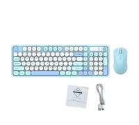 Baxnore Clavier Rechargeable et Combo Double Mode 2,4 G + BT 98 Touches, Conception Ergonomique, Batterie 400 mAh pour Bureau, Ordinateur Portable, matériau ABS. (Bleu de Montagne lointaine)