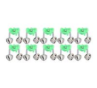 Baxnore Cloches de Serrage pour Canne à pêche, 10 pièces/lot, pour Canne à pêche, Morsure de Poisson, leurre, Alerte d'alarme, Double Cloche, Anneau Clip