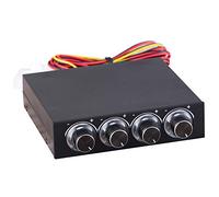 Baxnore Contrôleur de vitesse et de température du ventilateur d'ordinateur à 4 canaux, réduction de la chaleur pour le refroidissement du PC avec indicateur LED bleu noir 10x10x2,