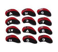 Baxnore Couvre-têtes de Fer de Golf Ensemble de Protection du Club néoprène Durable avec des nombres pour Les golfeurs Rouges 12 pcs