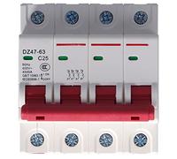 Baxnore Disjoncteur miniature 4P 400 V, interrupteur de protection contre les surcharges et les courts-circuits, boîtier PC durable pour les systèmes électriques de bureau à domici (mon frère)