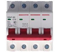 Baxnore Disjoncteur miniature 4P 400 V, interrupteur de protection contre les surcharges et les courts-circuits, boîtier PC durable pour les systèmes électriques de bureau à domici (16A)