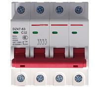 Baxnore Disjoncteur miniature 4P 400 V, interrupteur de protection contre les surcharges et les courts-circuits, boîtier PC durable pour les systèmes électriques de bureau à domici (Aaï)