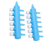 Baxnore Distributeur de séparateur d'air d'aquarium 2 pièces adaptateur de pompe à oxygène pour aquarium, vanne de contrôle de collecteur pour aquarium en plastique bleu blanc 2 vo (Un virgule six)