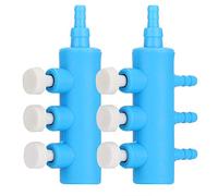 Baxnore Distributeur de séparateur d'air d'aquarium 2 pièces adaptateur de pompe à oxygène pour aquarium, vanne de contrôle de collecteur pour aquarium en plastique bleu blanc 2 vo (Une minute et