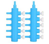 Baxnore Distributeur de séparateur d'air d'aquarium 2 pièces adaptateur de pompe à oxygène pour aquarium, vanne de contrôle de collecteur pour aquarium en plastique bleu blanc 2 vo (Un point et cinq)
