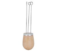 Baxnore Distributeur professionnel de poudre de café à aiguille, outil d'agitation avec manche en bois pour la distribution de marc de café expresso en acier inoxydable 13.3cm (Argent)