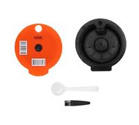 Baxnore Dosette de café réutilisable PP, filtre à café rechargeable, tasse avec couvercle orange, cuillère à brosse pour cafetière, infusion personnalisable à la chaleur pour la ma