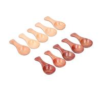 Baxnore Ensemble de 10 cuillères à cuillère en bois, mini manche court, sucre, sel, poudre, condiments, pour cuisine, camping, voyage, bain, thé, nourriture, couleur bois, 8,2 x 3,