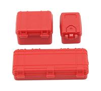 Baxnore Ensemble de 3 valises de simulation de voiture RC, grande, moyenne et petite, décoration de valise réaliste pour chenille RC 1/18 1/24 avec fonction de rangement, matière p (Rouge)