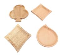 Baxnore Ensemble de 4 plateaux de service en bois naturel, plateau d'apéritif de comptoir de cuisine fabriqué à la main de style japonais, planche de service décorative en bois mas