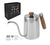 Baxnore Ensemble de cafetière à verser 5 pièces de qualité supérieure, Kit de préparation de café goutte à goutte avec Pot en verre, entonnoir en acier inoxydable, papier filtre, t (Bouilloire à