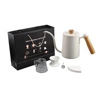 Baxnore Ensemble de cafetière à verser 5 pièces de qualité supérieure, Kit de préparation de café goutte à goutte avec Pot en verre, entonnoir en acier inoxydable, papier filtre, t (Bouilloire à main