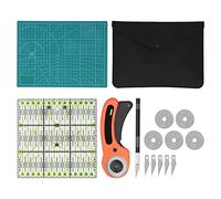 Baxnore Ensemble de couteaux rotatifs professionnels avec tapis de coupe auto-cicatrisant, règle en acrylique, 5 lames, sac de rangement pour quilting, couture, scrapbooking, proje