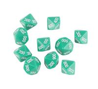 Baxnore Ensemble de dés polyédriques à 10 Faces, 10 pièces, dés d'enseignement des mathématiques en Plastique de qualité supérieure pour Jeux de société, Apprentissage numérique, a (Verte)
