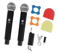 Baxnore Ensemble de Microphones VHF, Paquet de 2 micros dynamiques UHF Portables Rechargeables par USB avec Suppression du Bruit pour Les Performances sur scène de Chant de fête ka