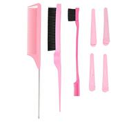 Baxnore Ensemble de peignes de coiffure professionnels 3 pièces avec 4 pinces à cheveux, brosse à double tête, peigne à taquiner, brosse lissante pour femmes et hommes, salon, usag