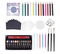 Baxnore Ensemble de peinture artistique Mandala, 55 pièces, kit de peinture acrylique avec stylos à colorier, modèles, pinceaux, palette pour adultes débutants, artistes, projets c